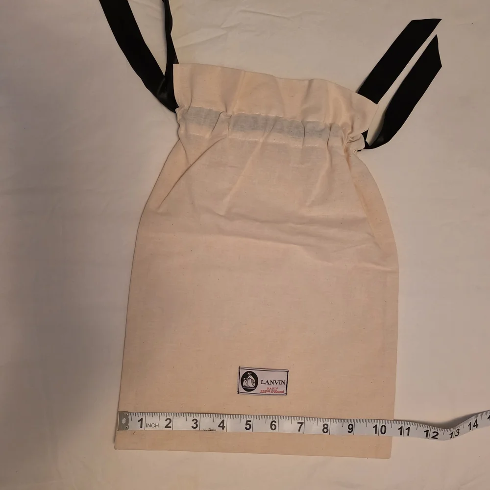 LANVIN Authentic Lanvin Beige Dust Bag with Black Ribbon Drawstring – Medium